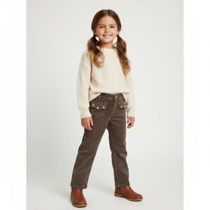 Ralph Lauren Brown Corduroy Dungaree Pants with Gold Buttons kids sz 6